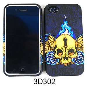  Apple Iphone 4 4S Jelly Case 3D Embossed Skull with Wings 