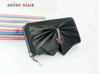 new fashion lady women big bow purse long zip wallet bags PU quality 