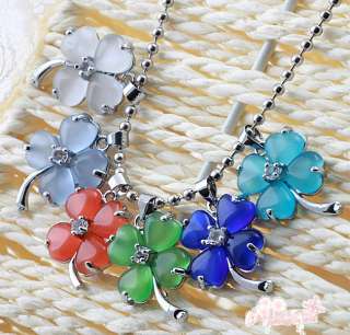 10 Pcs Mixed color Copper Opal Rhinestone Four leaf Clover Beads 