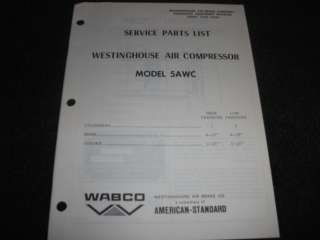 Le Roi Wabco 5AWC westinghouse air compressor parts manual  