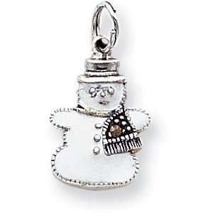  Marcasite Enameled Snowman Charm, Sterling Silver Jewelry