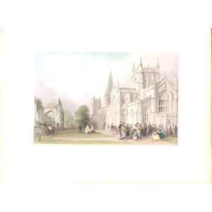  Church Abbey Dunfermline Antique Print Scotland 183? H 