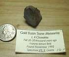 Meteorite Gold Basin Arizona Stone L4 Found 1995