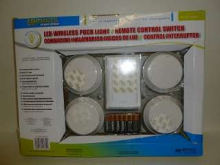 NEW Lightmates LED Wireless Puck Lights 4 Pack With Remote Control 
