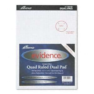 Ampad  Evidence Quad Dual Pad, Quadrille Rule, Letter, White, 100 
