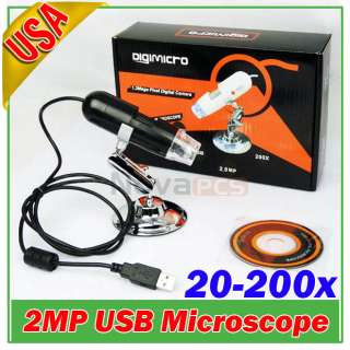New 2MP 8 LED USB 2.0 Digital Microscope Endoscope Magnifier 40X 800X 