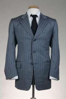 Custom Gianni Versace Gray Stripe Wool Jacket Blazer 44  