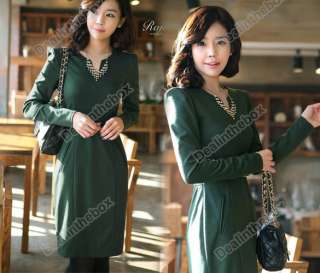   Evening Party Womens Long Sleeve Slim Dress With Belt 3 Colors  