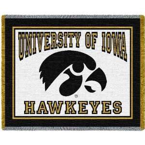 Iowa Hawkeyes 70 x 54 Team Logo Jacquard Woven Blanket Throw 