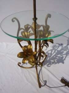 Italian Tole lamp with glass table, circa1950s  