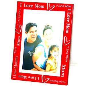   Love Mom 4 x 6 Picture Frame in Red Metal by GWI