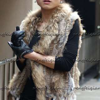   as shown in the pic 1 pieces 1 rabbit fur vest with raccoon fur collar
