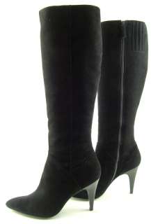 VIA SPIGA ROUGE Black Suede Pointed toe Zipper Womens Shoes High Knee 