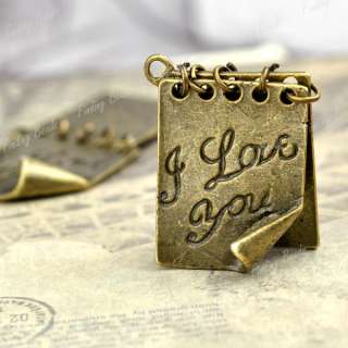 Notebook Message Charms vintage Antique Brass TS7424  