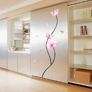   Removable Wall Decor Sticker Wall Decal   Pink Flower stem Room decor