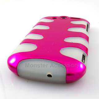 Pink Clear Fishbone Dual Flex Hard Case Gel Cover For HTC myTouch 4G T 