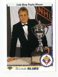 1990 91 Brett Hull Upper Deck Lady Byng Trophy Hockey Trading Card 