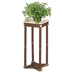Square White Marble Plant Stand  