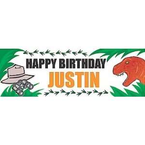  Dinosaur Personalized Banner 18 Inch x 54 Inch All Weather 