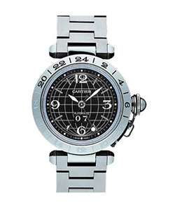 Cartier Pasha C35 Mens World Timer Steel Watch  