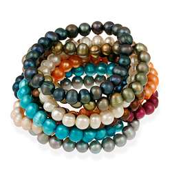    colored Freshwater Pearl Stretch Bracelets (8 9 mm)  