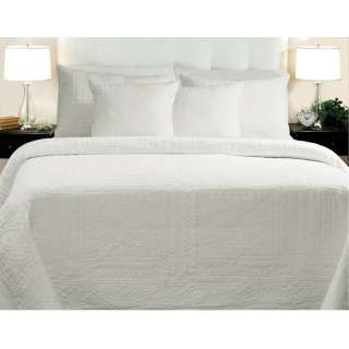 Adele Cotton Full/Queen size White Quilt Set  