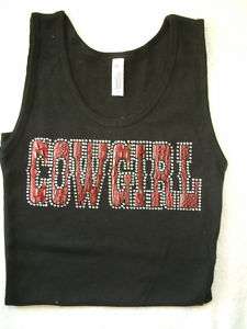 Western Rhinestone Cowgirl Tank Top S M L Ladies Shirt  