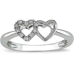 10k Gold Diamond Accent Double heart Ring  