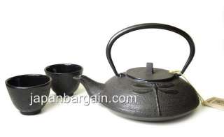 Cast Iron Tea Set Teapot Kettle Dragonfly Black TS4 07  