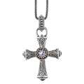 14k Gold over Sterling Silver Amethyst and Sapphire Cross Necklace 