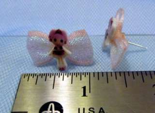 Lalaloopsy Dolls Jewel Sparkles Light Pink Bow Stud Earrings Handmade 