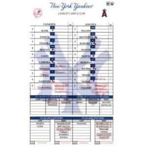 Angels at Yankees 5 02 2009 Game Used Lineup Card (MLB Auth)   Other 