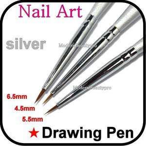PCS Tiny Nail Art Acrylic Tip Brush Liner Drawing Pen   Silver 