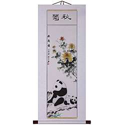 Panda and Flower Wall Art Scroll Painting (China)  
