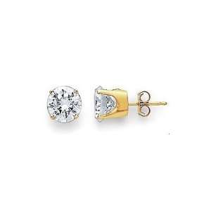   Cut Yellow Gold Diamond Stud Earring (0.08 ctw, I J color, I2 Clarity