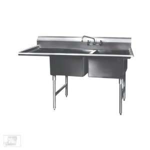  Win Holt WS2T1824LD18 58 1/2 Two Compartment Sink w/One 