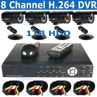 Channel CCTV Security Surveillance H.264 1TB HDD DVR 4 External 