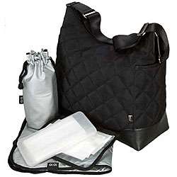 OiOi Black Quilted Hobo Diaper Bag  