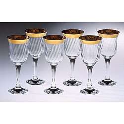 Italian Water Glasses with 14k Gold Trim (Set of 6)  