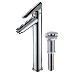 Kraus Decus Bathroom Vessel Sink Faucet with Chrome Pop up Drain 