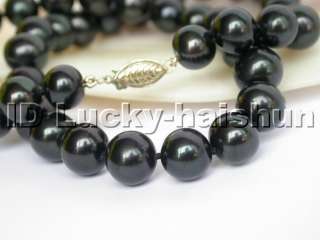 10mm black South Sea Tahitian pearl necklace 14K clasp  