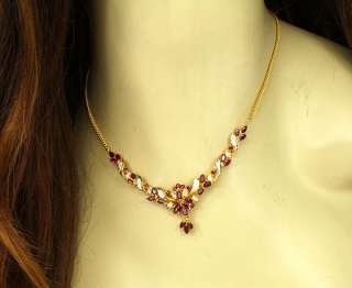 EXQUISITE 24K GOLD 6.53 CTS DIAMONDS & RUBIES NECKLACE  