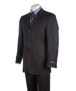 Kenneth Cole New York Mens Striped Black Suit  
