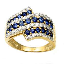 14k Yellow Gold Blue Sapphire and 1/2ct TDW Diamond Ring (H I, I2 