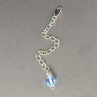   Crystal Sterling Silver Light Blue Extender Extension Chain Necklace