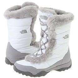 The North Face Womens Nuptse Faux Fur II White/Foil Grey Boots 
