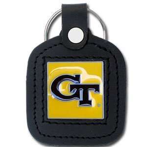  Georgia Tech Yellow Jackets Leather Square Key Ring   NCAA 