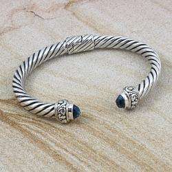   Hinged Flat Rope Blue Topaz Cuff Bracelet (Indonesia)  