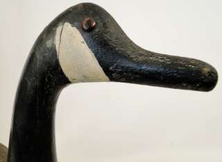 Antique Canada Goose Carved Wooden Painted Folk Art Hunting Decoy 