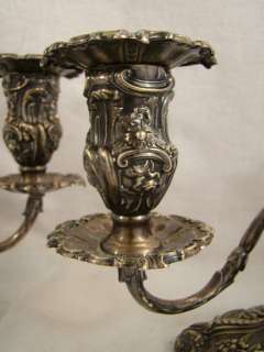   NOUVEAU Old SILVER P. Georgian Style FLORAL CANDELABRA Candle HOLDER
